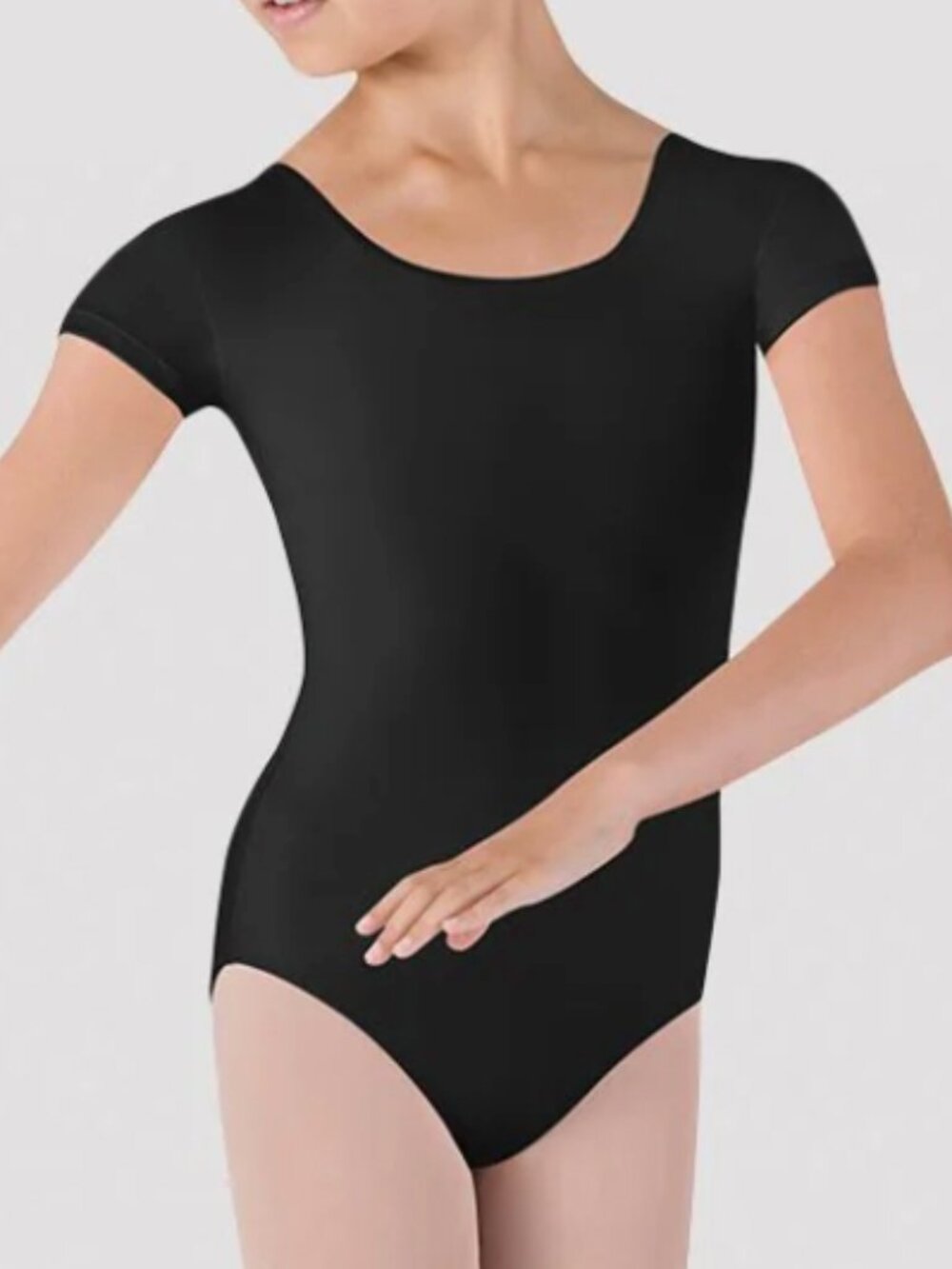 Bloch black cap sleeve dance leotard girls size 8-10 in EXCELLENT condition